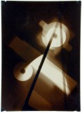 Black and white photogram of intersecting rectangles and circles of light