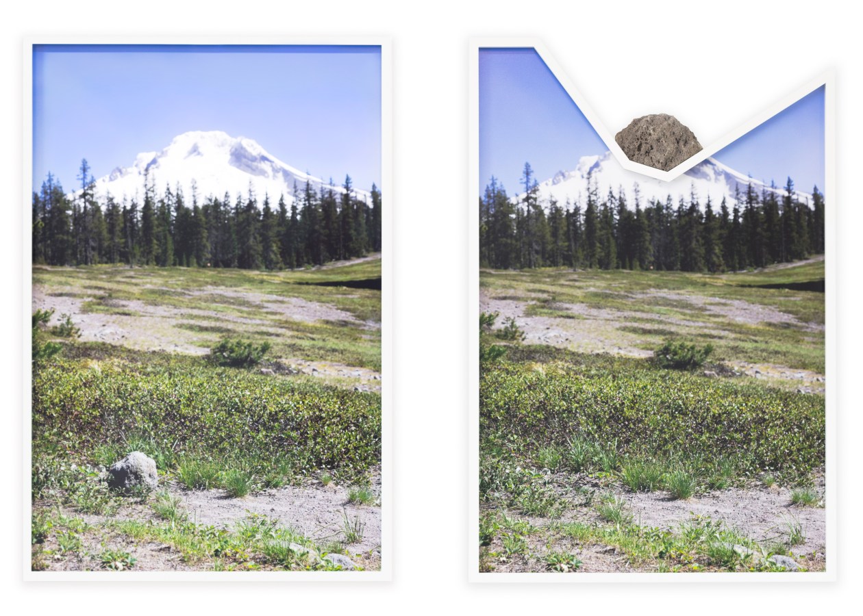 a diptych composed of two framed mixed media works